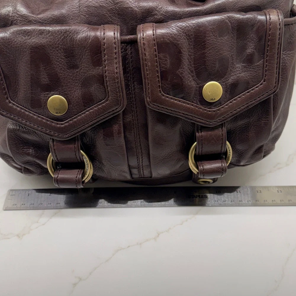 Marc Jacobs Dark Brown Leather Hobo Shoulder Bag with Gold Hardware